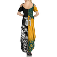 Custom New Zealand And Australia Rugby Summer Maxi Dress Wallabies Kiwi Silver Fern 2023 World Cup LT01 - Polynesian Pride