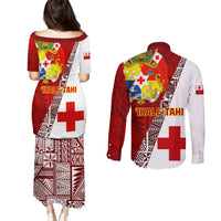 Tonga Rugby Couples Matching Puletasi Dress and Long Sleeve Button Shirts Tongan Go 2023 World Cup LT01 - Polynesian Pride