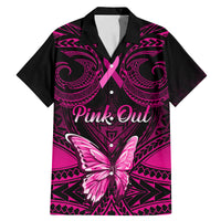Personalised Pink Out Family Matching Mermaid Dress and Hawaiian Shirt Breast Cancer Awareness Polynesian Pattern Black Version LT01 Dad's Shirt - Short Sleeve Black - Polynesian Pride