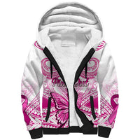 Personalised Pink Out Sherpa Hoodie Breast Cancer Awareness Polynesian Pattern White Version LT01 Unisex White - Polynesian Pride