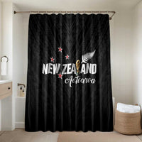 Football New Zealand Bathroom Set Aotearoa United Black Version LT01 Shower Curtain Only Black - Polynesian Pride