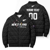 Custom Football New Zealand Bomber Puffer Jacket Aotearoa United Black Version LT01 - Polynesian Pride