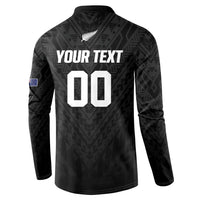 Custom Football New Zealand Button Sweatshirt Aotearoa United Black Version LT01 - Polynesian Pride