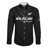 Custom Football New Zealand Family Matching Tank Maxi Dress and Hawaiian Shirt Aotearoa United Black Version LT01 Dad's Shirt - Long Sleeve Black - Polynesian Pride