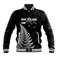 Personalised New Zealand 2025 Archery Baseball Jacket Aotearoa Silver Arrows Black