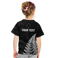 Personalised New Zealand 2025 Archery Kid T Shirt Aotearoa Silver Arrows Black
