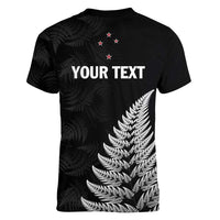 Personalised New Zealand 2025 Archery Women V-Neck T-Shirt Aotearoa Silver Arrows Black