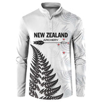 Personalised New Zealand 2025 Archery Button Sweatshirt Aotearoa Silver Arrows White