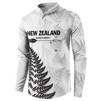 Personalised New Zealand 2025 Archery Button Sweatshirt Aotearoa Silver Arrows White