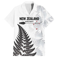 Personalised New Zealand 2025 Archery Family Matching Off The Shoulder Long Sleeve Dress and Hawaiian Shirt Aotearoa Silver Arrows White LT01 Dad's Shirt - Short Sleeve White - Polynesian Pride