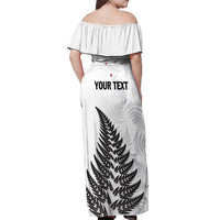 Personalised New Zealand 2025 Archery Off Shoulder Maxi Dress Aotearoa Silver Arrows White