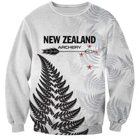 Personalised New Zealand 2025 Archery Sweatshirt Aotearoa Silver Arrows White