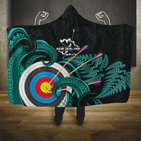 New Zealand Archery Hooded Blanket Turquoise Maori Silver Fern LT01 - Polynesian Pride