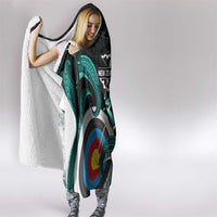 New Zealand Archery Hooded Blanket Turquoise Maori Silver Fern LT01 - Polynesian Pride