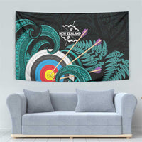 New Zealand Archery Tapestry Turquoise Maori Silver Fern LT01 - Polynesian Pride