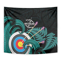 New Zealand Archery Tapestry Turquoise Maori Silver Fern LT01 - Polynesian Pride