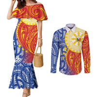 Philippines Couples Matching Mermaid Dress and Long Sleeve Button Shirt Pilipinas Polynesian Pattern LT01 Art - Polynesian Pride