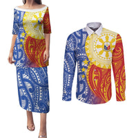 Philippines Couples Matching Puletasi and Long Sleeve Button Shirt Pilipinas Polynesian Pattern LT01 Art - Polynesian Pride