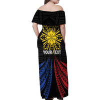 Personalized Philippines Independence Day Family Matching Off Shoulder Maxi Dress and Hawaiian Shirt Filipino 126th Anniversary Sun Tattoo LT01 - Polynesian Pride