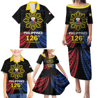 Personalized Philippines Independence Day Family Matching Puletasi and Hawaiian Shirt Filipino 126th Anniversary Sun Tattoo LT01 - Polynesian Pride