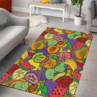 Hawaii Fruits Hippie Style Area Rug Vibrant Colorful