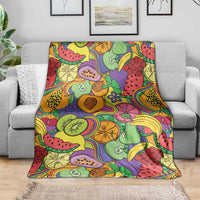 Hawaii Fruits Hippie Style Blanket Vibrant Colorful