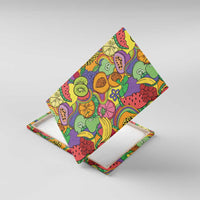 Hawaii Fruits Hippie Style Canvas Wall Art Vibrant Colorful