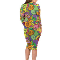 Hawaii Fruits Hippie Style Family Matching Long Sleeve Bodycon Dress and Hawaiian Shirt Vibrant Colorful LT01 - Polynesian Pride