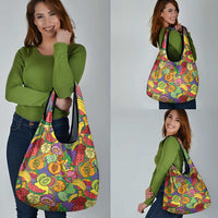 Hawaii Fruits Hippie Style Grocery Bag Vibrant Colorful