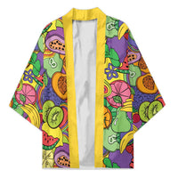 Hawaii Fruits Hippie Style Kimono Vibrant Colorful