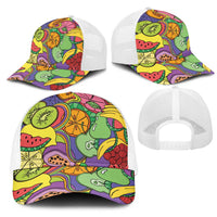 Hawaii Fruits Hippie Style Mesh Trucker Cap Vibrant Colorful