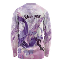 Personalized Polynesian Lupus Awareness Long Sleeve Shirt Butterfly Hologram Lupus Warrior