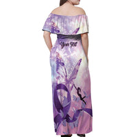 Personalized Polynesian Lupus Awareness Off Shoulder Maxi Dress Butterfly Hologram Lupus Warrior