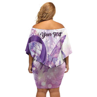 Personalized Polynesian Lupus Awareness Off Shoulder Short Dress Butterfly Hologram Lupus Warrior