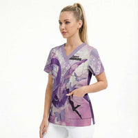 Personalized Polynesian Lupus Awareness Scrub Top Butterfly Hologram Lupus Warrior