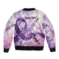 Personalized Polynesian Lupus Awareness Sleeve Zip Bomber Jacket Butterfly Hologram Lupus Warrior
