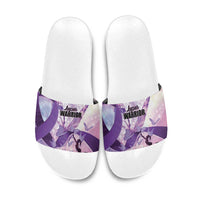 Polynesian Lupus Awareness Slide Sandals Butterfly Hologram Lupus Warrior