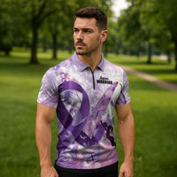Personalized Polynesian Lupus Awareness Zipper Polo Shirt Butterfly Hologram Lupus Warrior