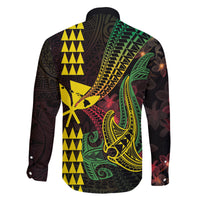Hawaii Kakau Hammerhead Shark Family Matching Tank Maxi Dress and Hawaiian Shirt Neon Plumeria Pattern