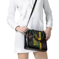 Hawaii Kakau Hammerhead Shark Shoulder Handbag Neon Plumeria Pattern