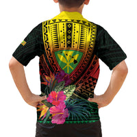 Hawaii Kanaka Maoli Flag Day Family Matching Off The Shoulder Long Sleeve Dress and Hawaiian Shirt Tropical Flowers LT01 - Polynesian Pride