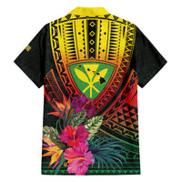 Hawaii Kanaka Maoli Flag Day Family Matching Off The Shoulder Long Sleeve Dress and Hawaiian Shirt Tropical Flowers LT01 - Polynesian Pride