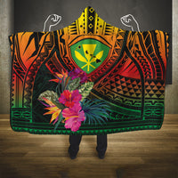 Hawaii Kanaka Maoli Flag Day Hooded Blanket Tropical Flowers LT01 One Size Black - Polynesian Pride