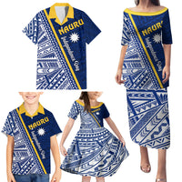 Nauru Independence Day Family Matching Puletasi Dress and Hawaiian Shirt Repubrikin Naoero Gods Will First LT01 - Polynesian Pride
