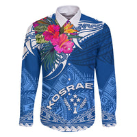 Kosrae Constitution Day Family Matching Summer Maxi Dress and Hawaiian Shirt Kusaie Special Style LT01 Dad's Shirt - Long Sleeve Blue - Polynesian Pride
