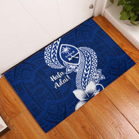 Hafa Adai Guam Rubber Doormat Polynesian Floral Blue Pattern LT01 Blue - Polynesian Pride