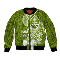 Hafa Adai Guam Bomber Jacket Polynesian Olive Green Blue Pattern LT01 Unisex Green - Polynesian Pride