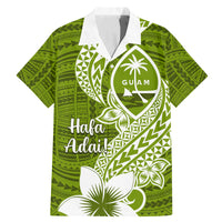 Hafa Adai Guam Family Matching Mermaid Dress and Hawaiian Shirt Polynesian Olive Green Blue Pattern LT01 Dad's Shirt - Short Sleeve Green - Polynesian Pride