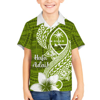 Hafa Adai Guam Hawaiian Shirt Polynesian Olive Green Blue Pattern LT01 - Polynesian Pride