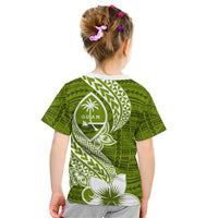 Hafa Adai Guam Kid T Shirt Polynesian Olive Green Blue Pattern LT01 - Polynesian Pride